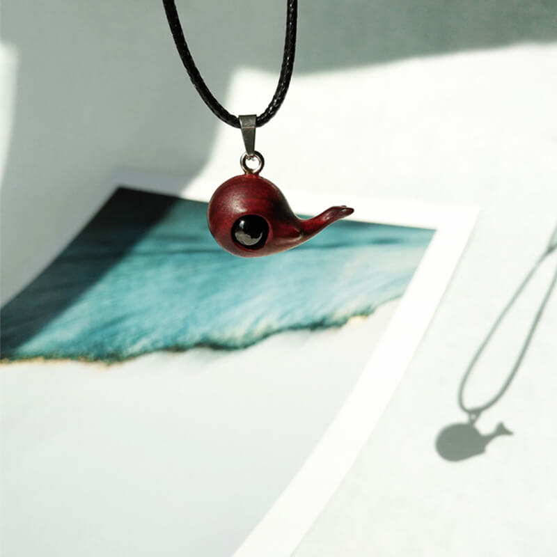 Wood Whale Pendant Necklace