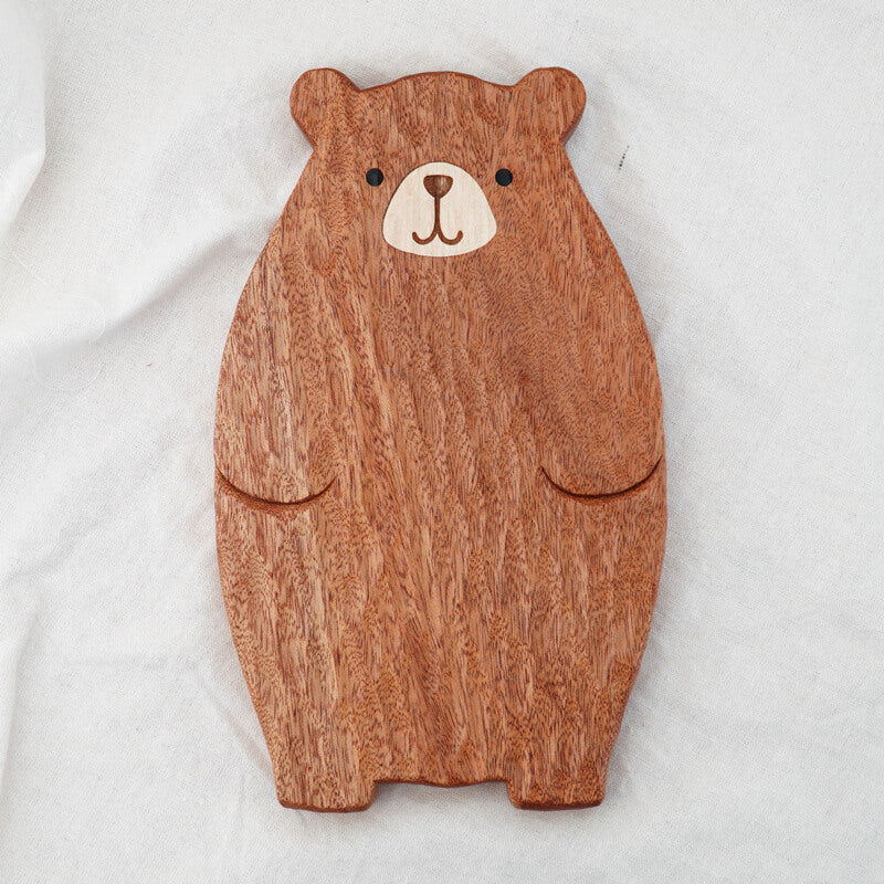 Handmade Little Bear Wood Dinner Plate