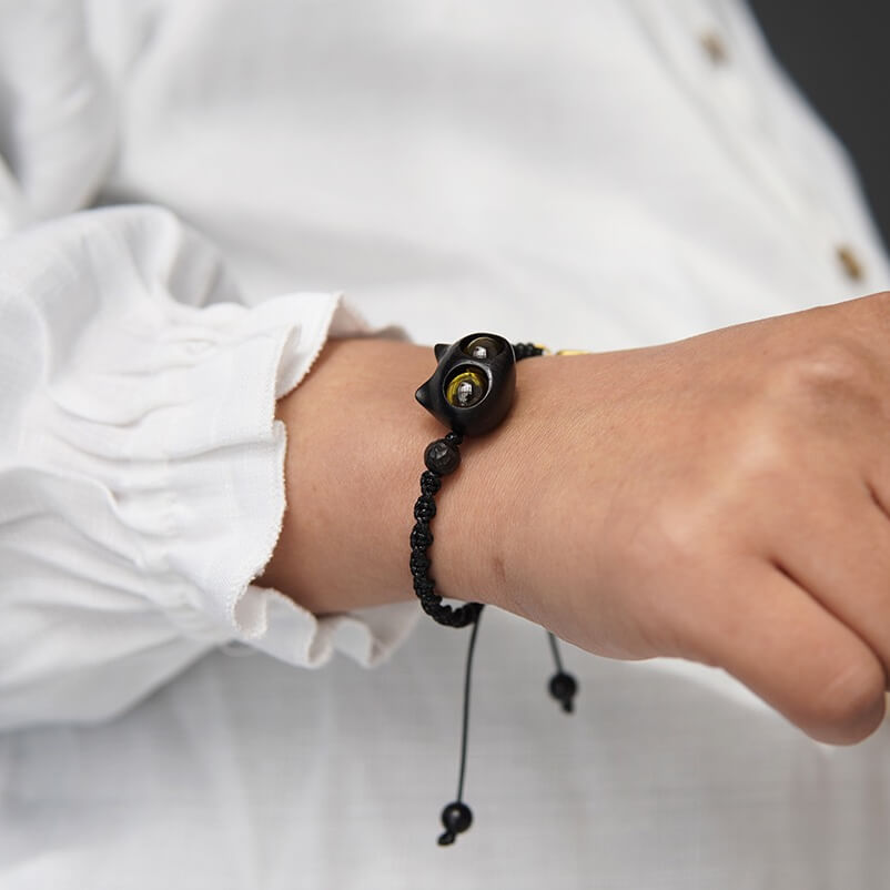 Handmade Cute Wood Cat Bracelet